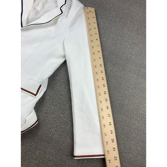 Pompomme‎ Girls 14Y White Black Trim Single Button Blazer - Picture 8 of 10